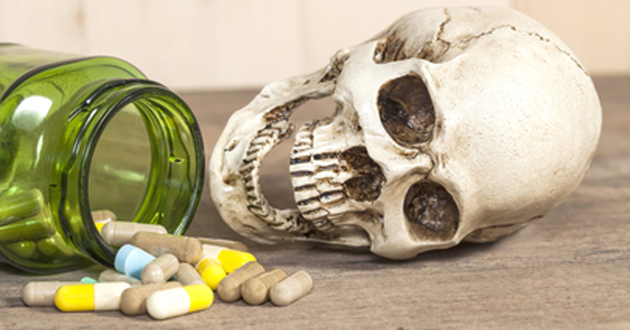Skull and pills