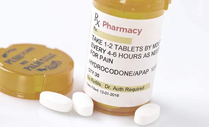 prescription bottle of opioid pain pills