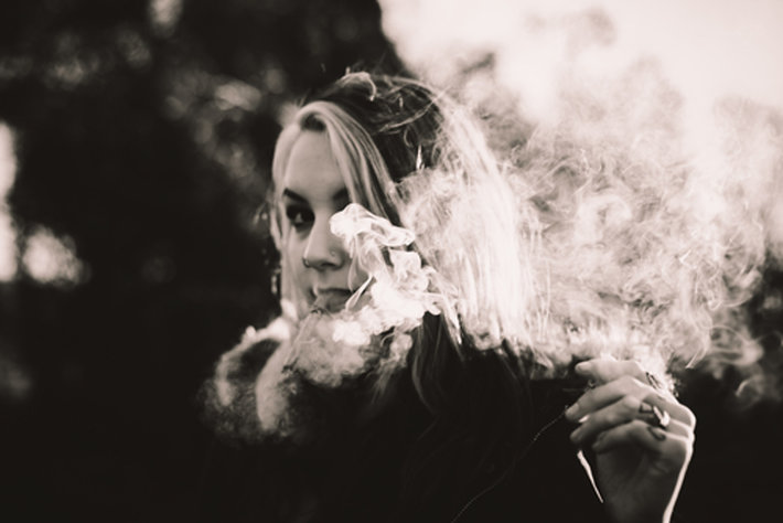Woman smoking pot